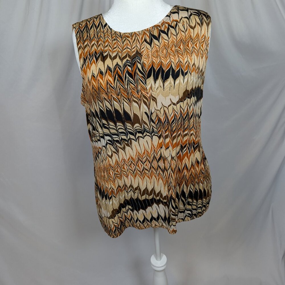 Black, Orange, Tan Marble-effect Sleeveless Top THE TRAVEL COLLECTION 1X